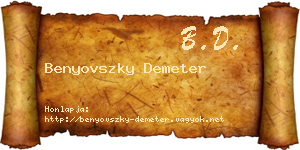 Benyovszky Demeter névjegykártya